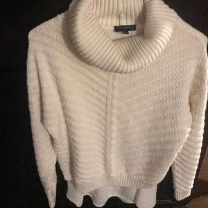 Layered sweater cream cowl neck limited small